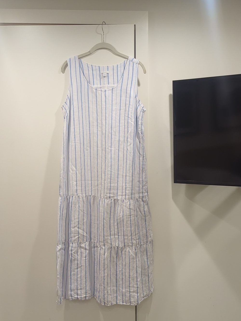 J. Jill Love linen maxi dress tiered striped 100% linen Medium (oversized)